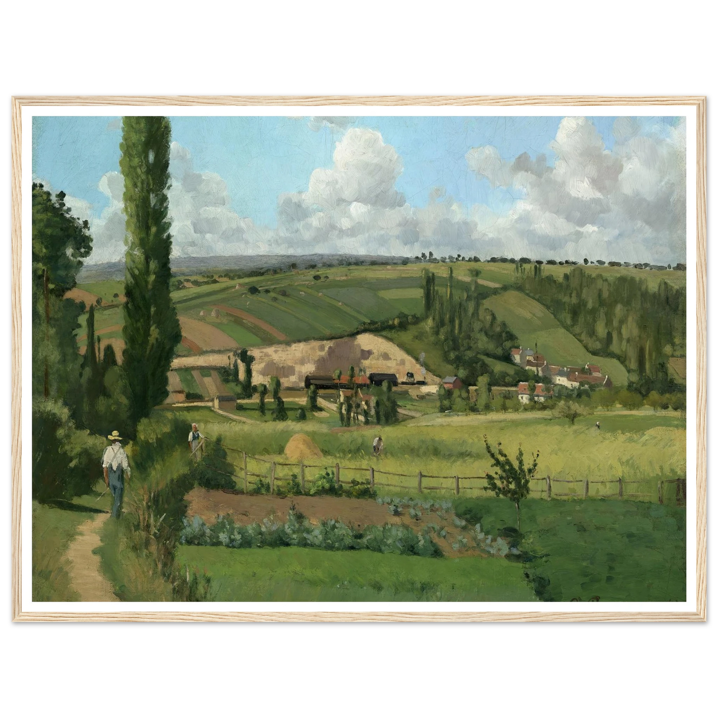 Landscape at Les Pâtis,Pontoise (1868) Art Print | Camille Pissarro - Framed Poster - 30x40 cm / 12x16″ - Black frame