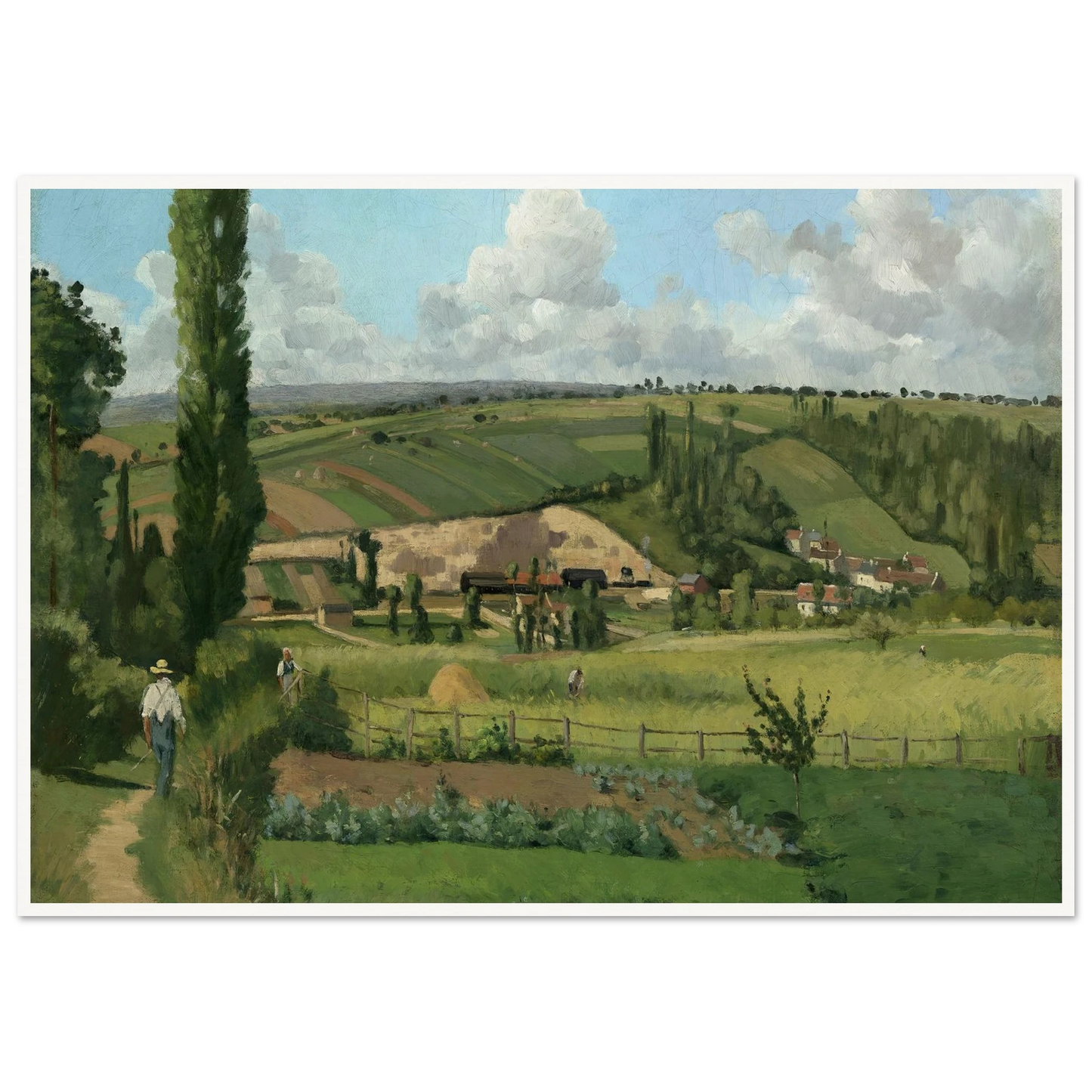 Landscape at Les Pâtis,Pontoise (1868) Art Print | Camille Pissarro - Framed Poster - 30x40 cm / 12x16″ - Black frame