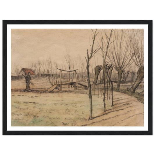 Landscape at Loosduinen (1905) Art Print | Piet Mondrian - Framed Poster - 30x40 cm / 12x16″ - Black frame