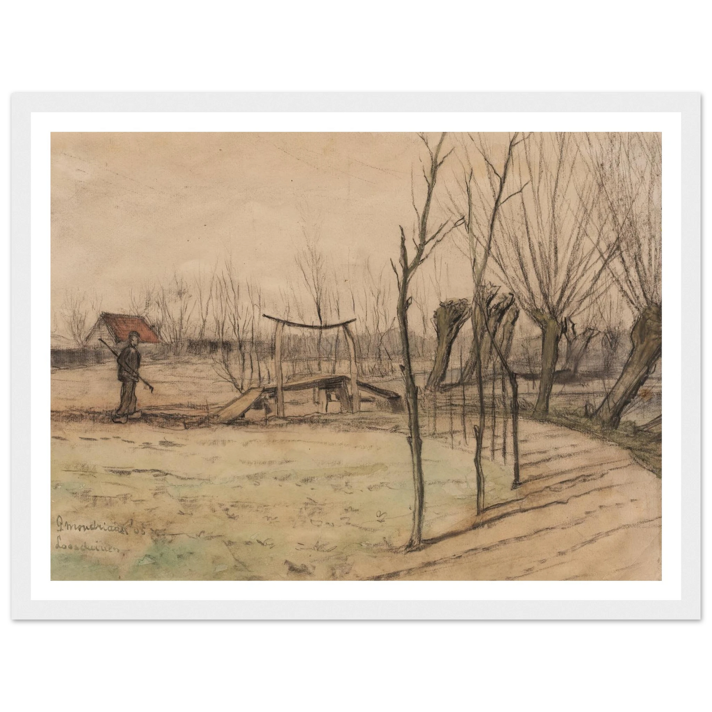 Landscape at Loosduinen (1905) Art Print | Piet Mondrian - Framed Poster - 30x40 cm / 12x16″ - Black frame