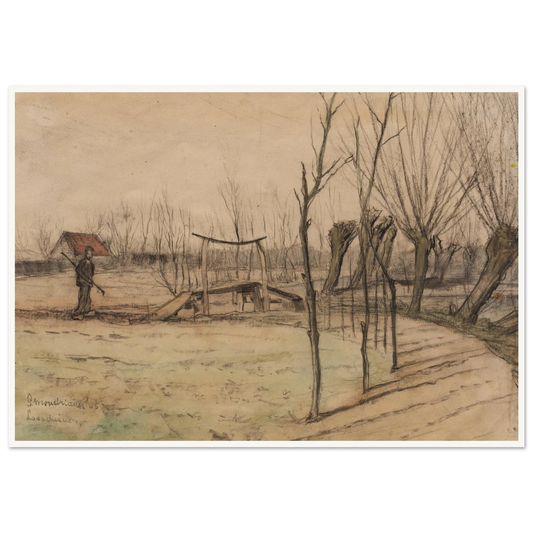 Landscape at Loosduinen (1905) Art Print | Piet Mondrian - Framed Poster - 30x40 cm / 12x16″ - Black frame