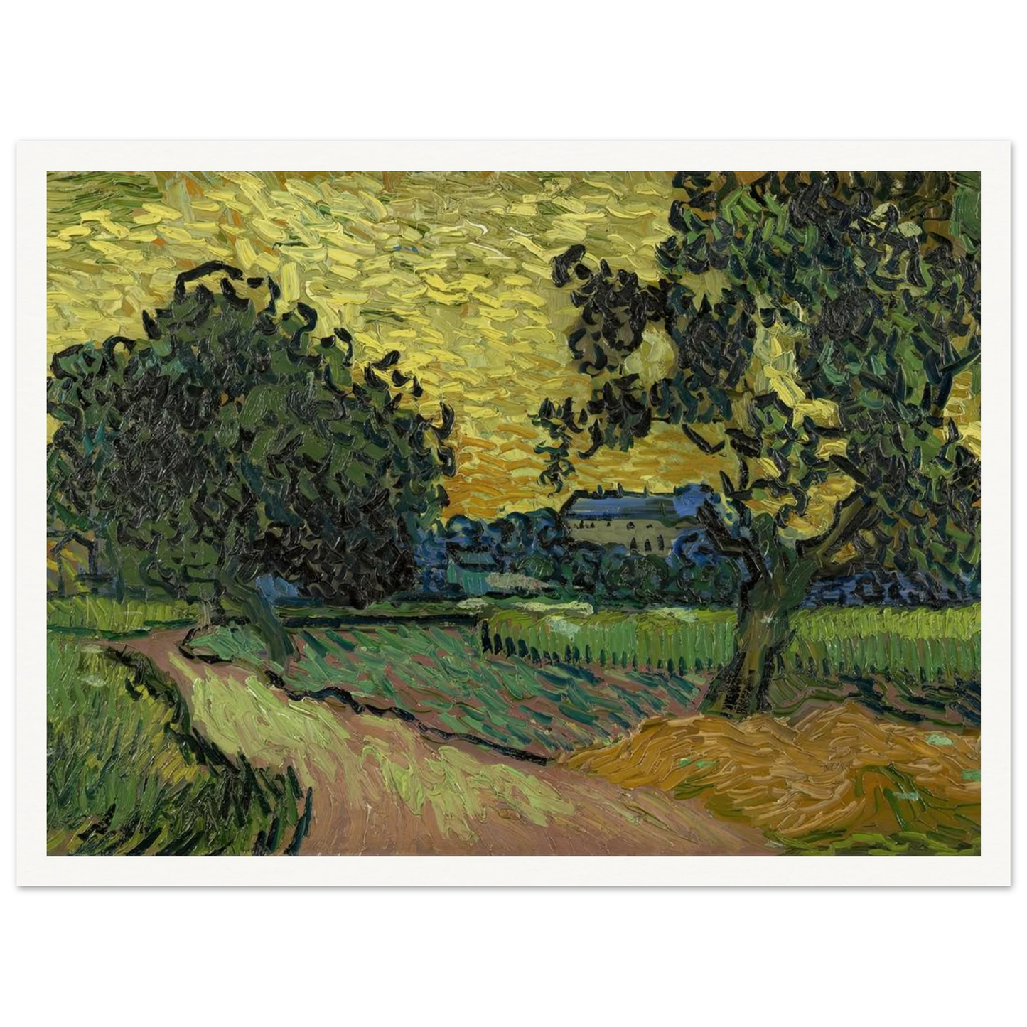 Landscape at twilight (1890) Art Print | Vincent van Gogh - Framed Poster - 30x40 cm / 12x16″ - Black frame