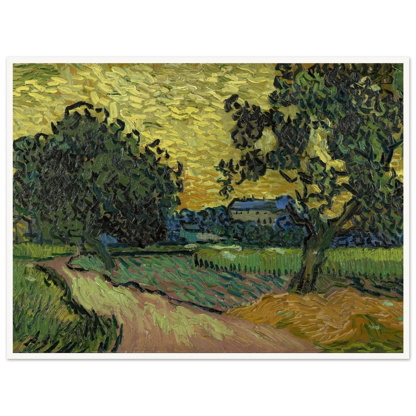 Landscape at twilight (1890) Art Print | Vincent van Gogh - Framed Poster - 30x40 cm / 12x16″ - Black frame