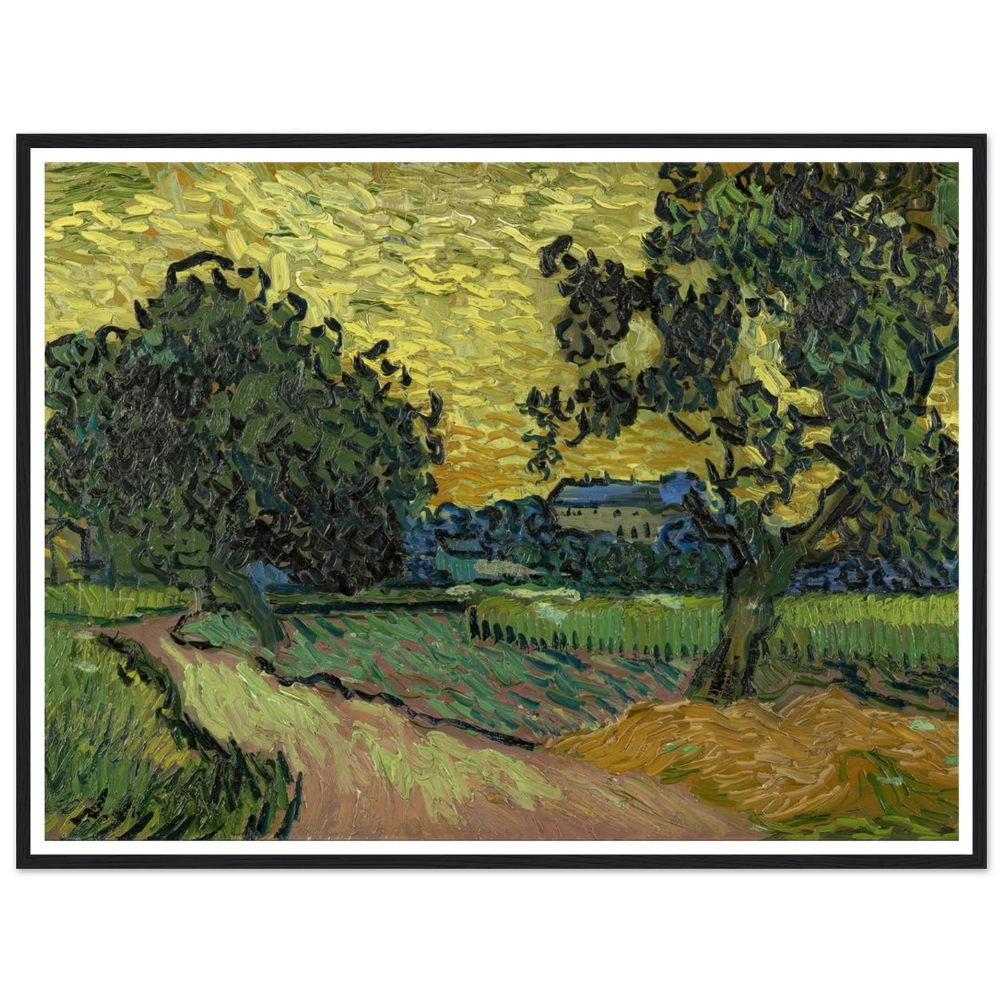 Landscape at twilight (1890) Art Print | Vincent van Gogh - Framed Poster - 30x40 cm / 12x16″ - Black frame