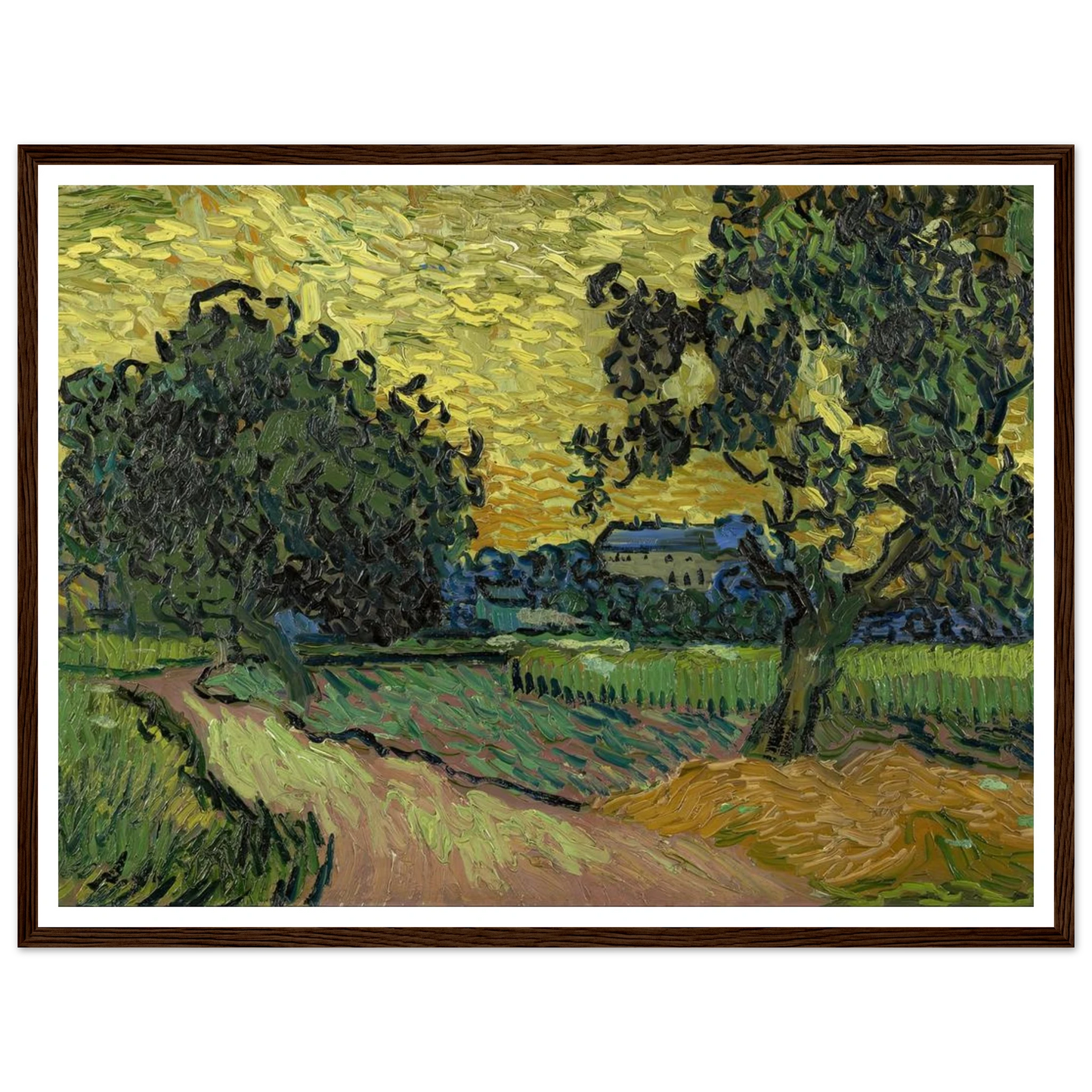 Landscape at twilight (1890) Art Print | Vincent van Gogh - Framed Poster - 30x40 cm / 12x16″ - Black frame