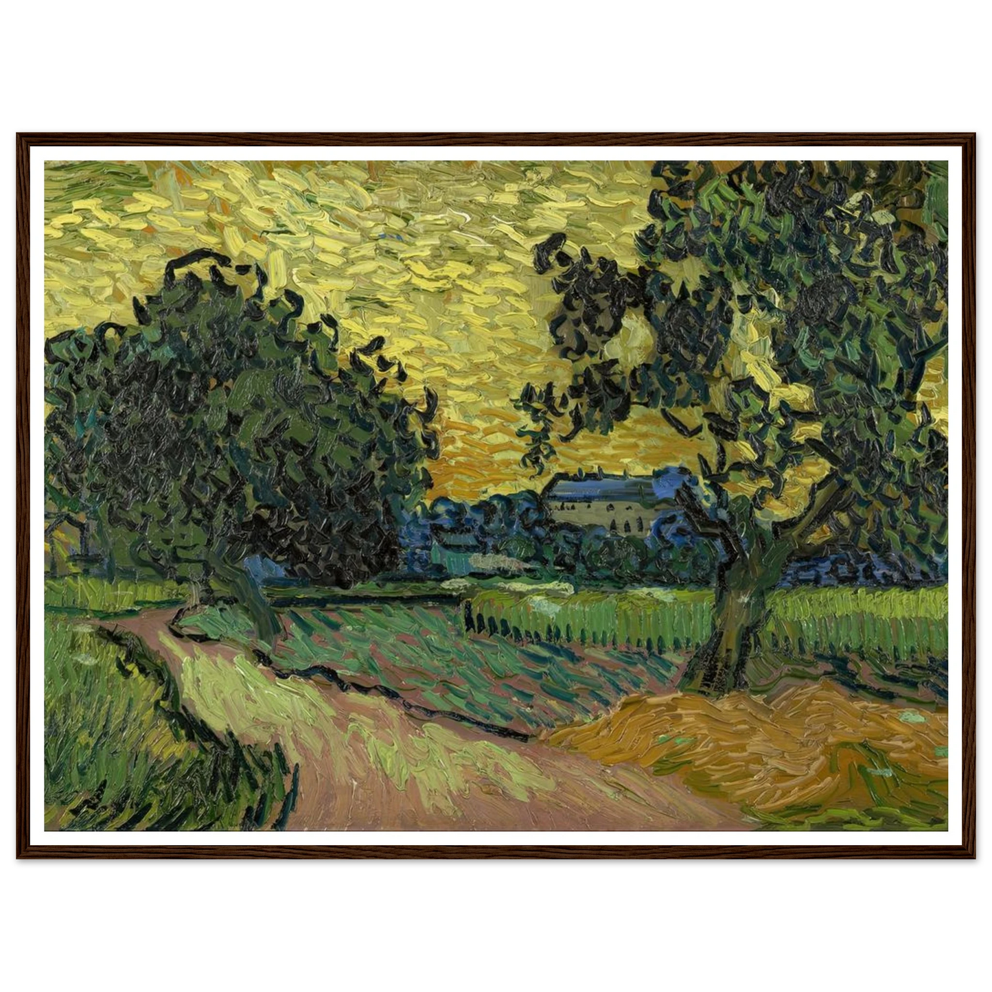 Landscape at twilight (1890) Art Print | Vincent van Gogh - Framed Poster - 30x40 cm / 12x16″ - Black frame