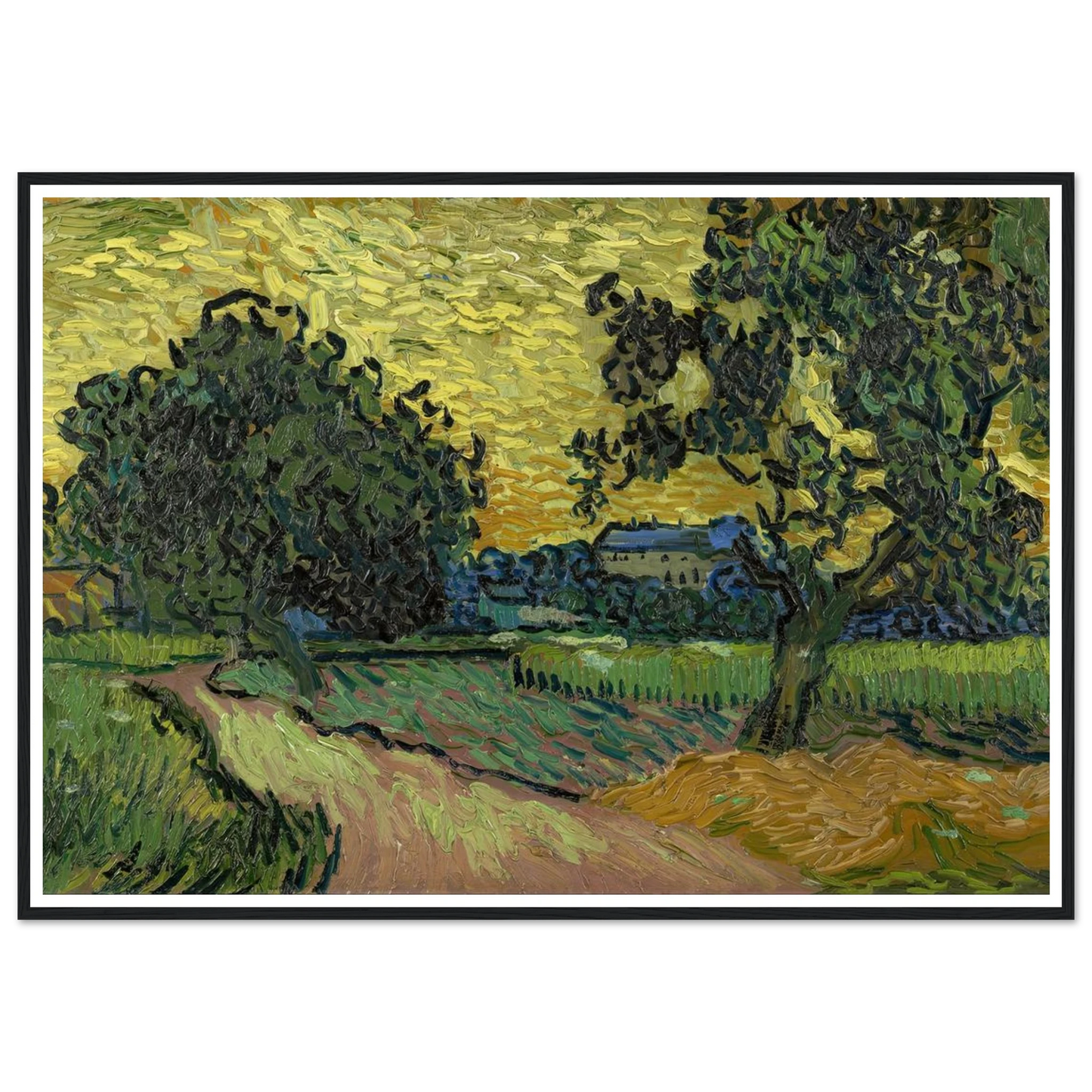 Landscape at twilight (1890) Art Print | Vincent van Gogh - Framed Poster - 30x40 cm / 12x16″ - Black frame