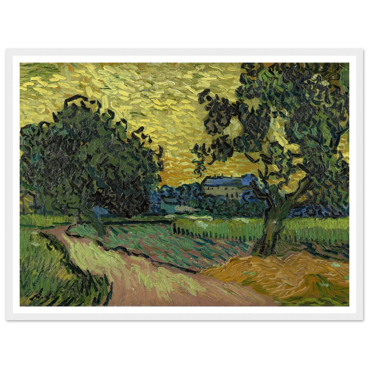 Landscape at twilight (1890) Art Print | Vincent van Gogh - Framed Poster - 30x40 cm / 12x16″ - Black frame