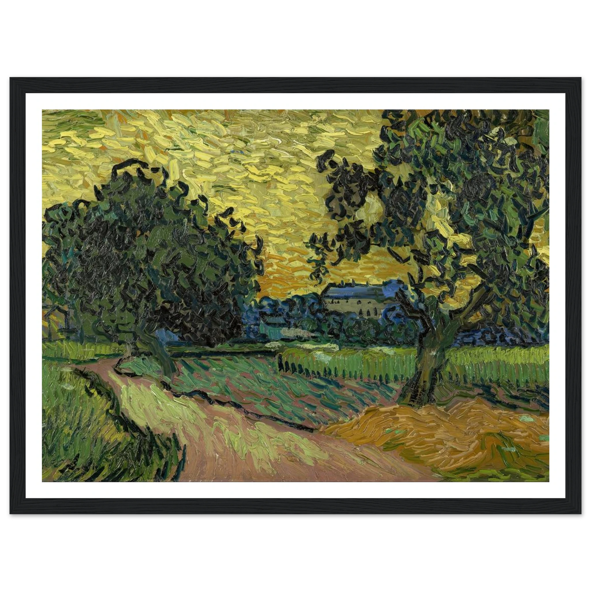 Landscape at twilight (1890) Art Print | Vincent van Gogh - Framed Poster - 30x40 cm / 12x16″ - Black frame