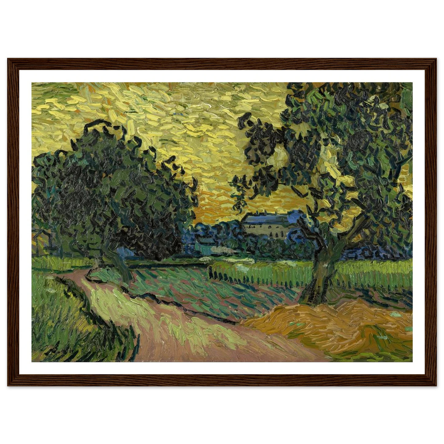 Landscape at twilight (1890) Art Print | Vincent van Gogh - Framed Poster - 30x40 cm / 12x16″ - Black frame