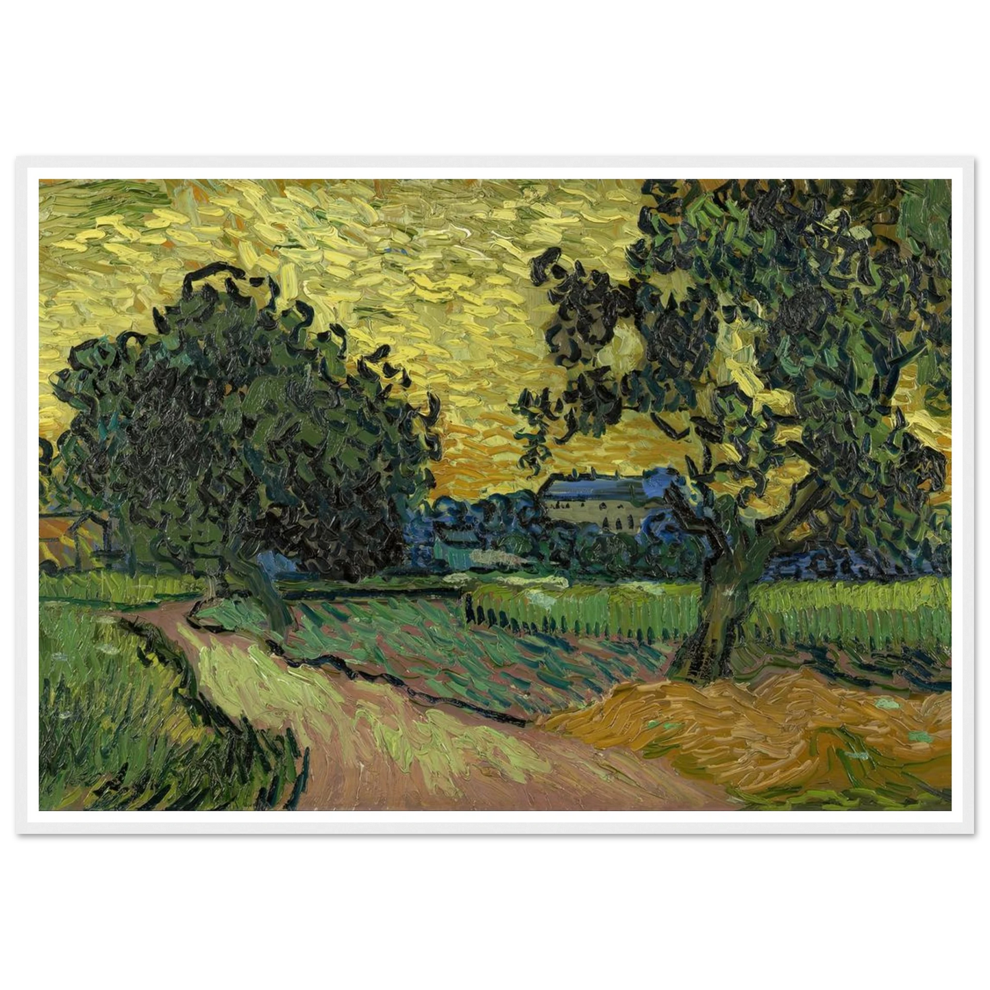 Landscape at twilight (1890) Art Print | Vincent van Gogh - Framed Poster - 30x40 cm / 12x16″ - Black frame