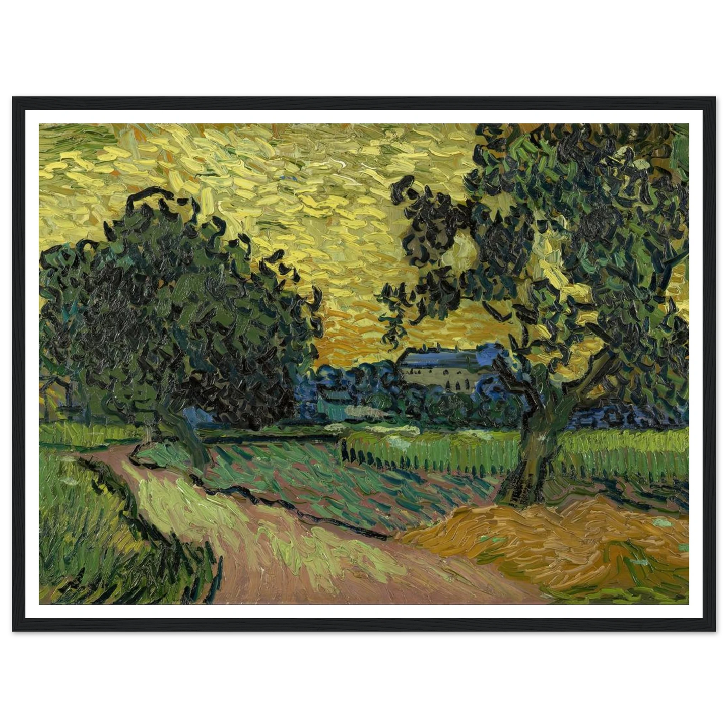 Landscape at twilight (1890) Art Print | Vincent van Gogh - Framed Poster - 30x40 cm / 12x16″ - Black frame