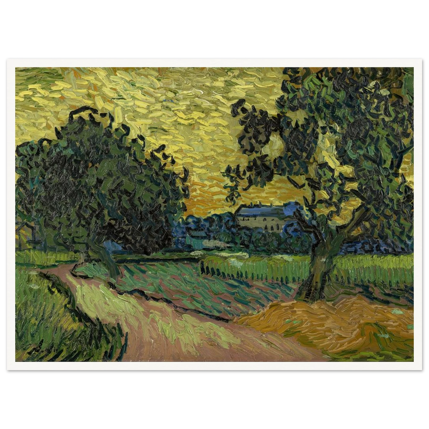 Landscape at twilight (1890) Art Print | Vincent van Gogh - Framed Poster - 30x40 cm / 12x16″ - Black frame