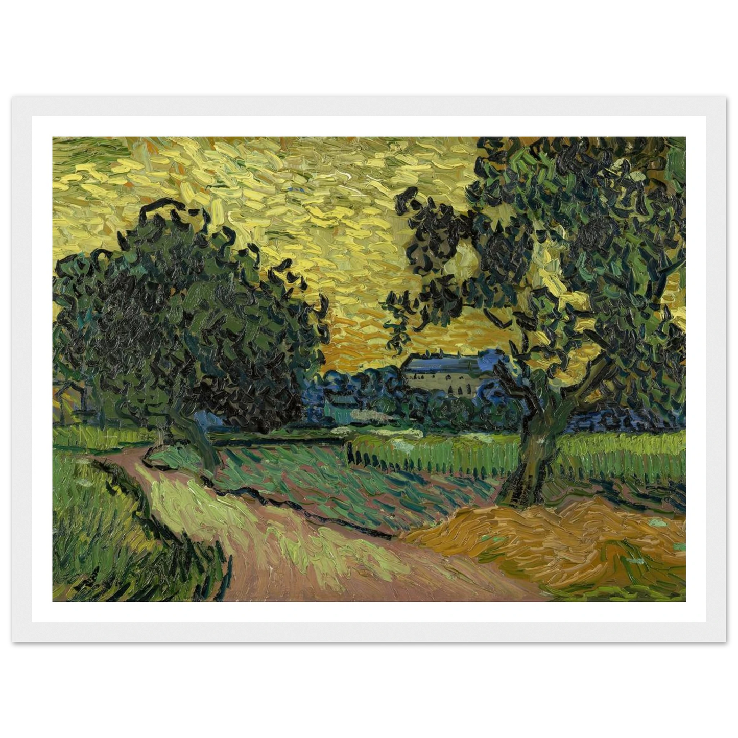 Landscape at twilight (1890) Art Print | Vincent van Gogh - Framed Poster - 30x40 cm / 12x16″ - Black frame