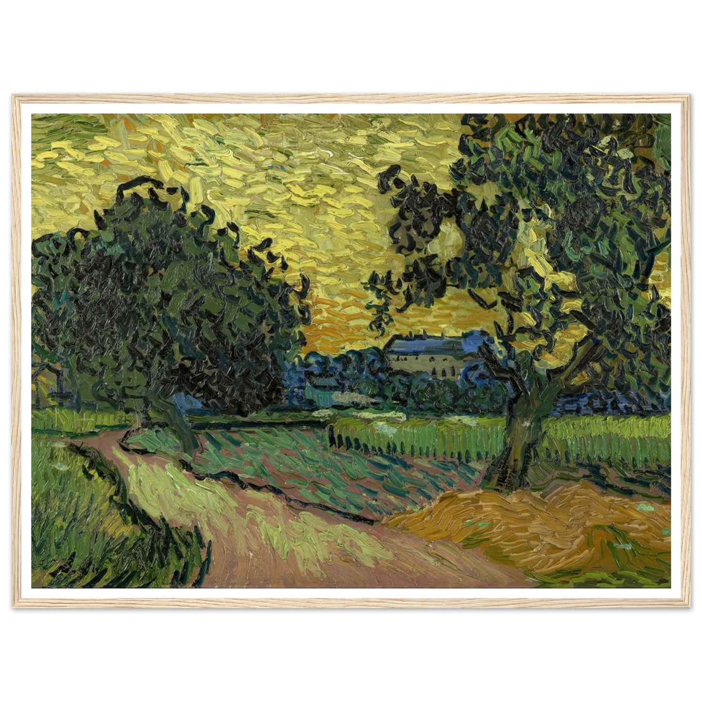 Landscape at twilight (1890) Art Print | Vincent van Gogh - Framed Poster - 30x40 cm / 12x16″ - Black frame