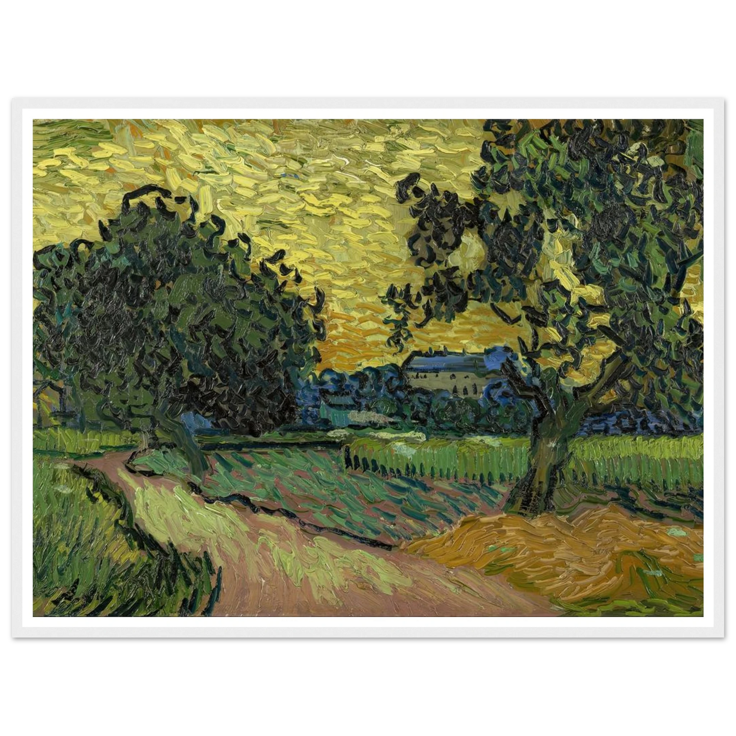 Landscape at twilight (1890) Art Print | Vincent van Gogh - Framed Poster - 30x40 cm / 12x16″ - Black frame