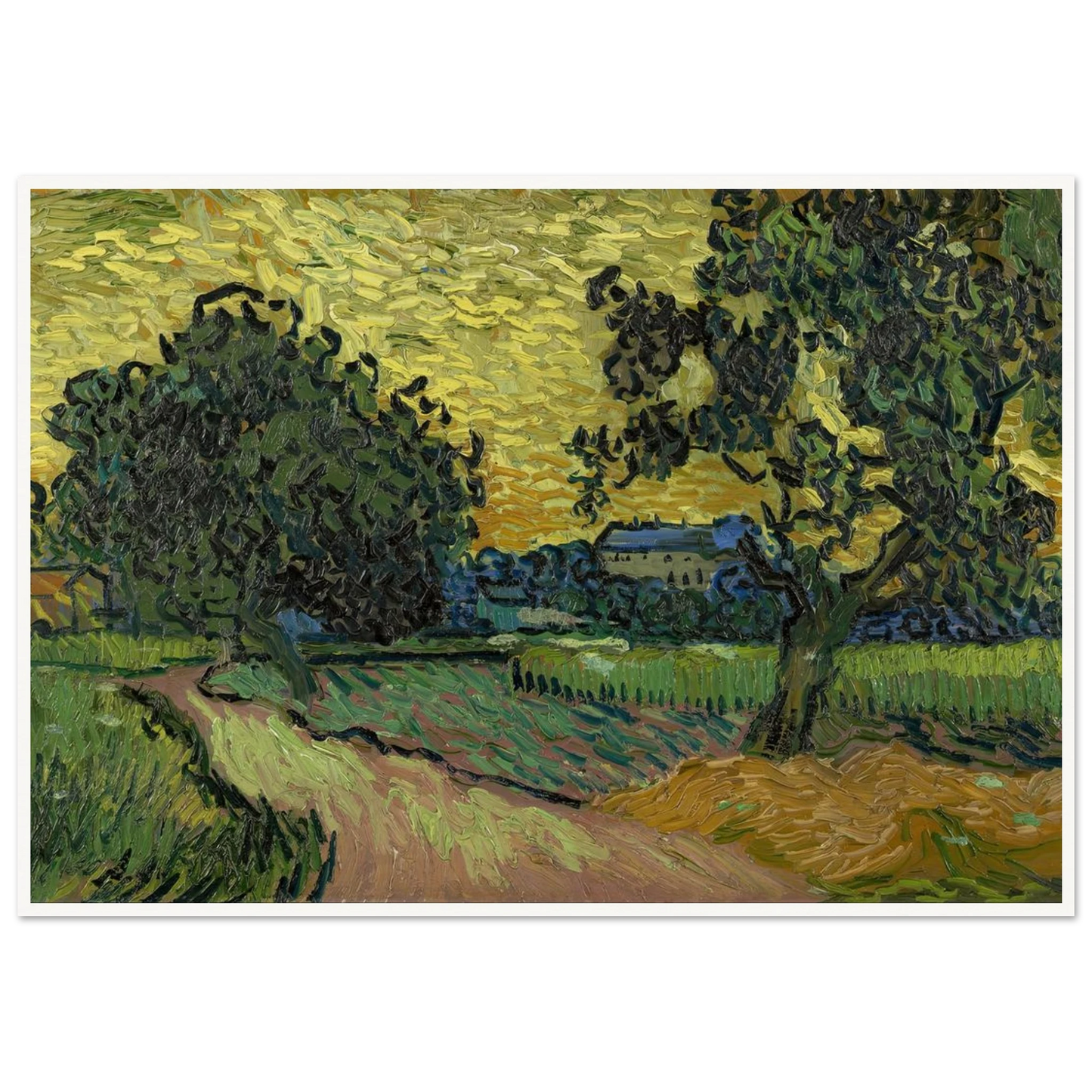Landscape at twilight (1890) Art Print | Vincent van Gogh - Framed Poster - 30x40 cm / 12x16″ - Black frame