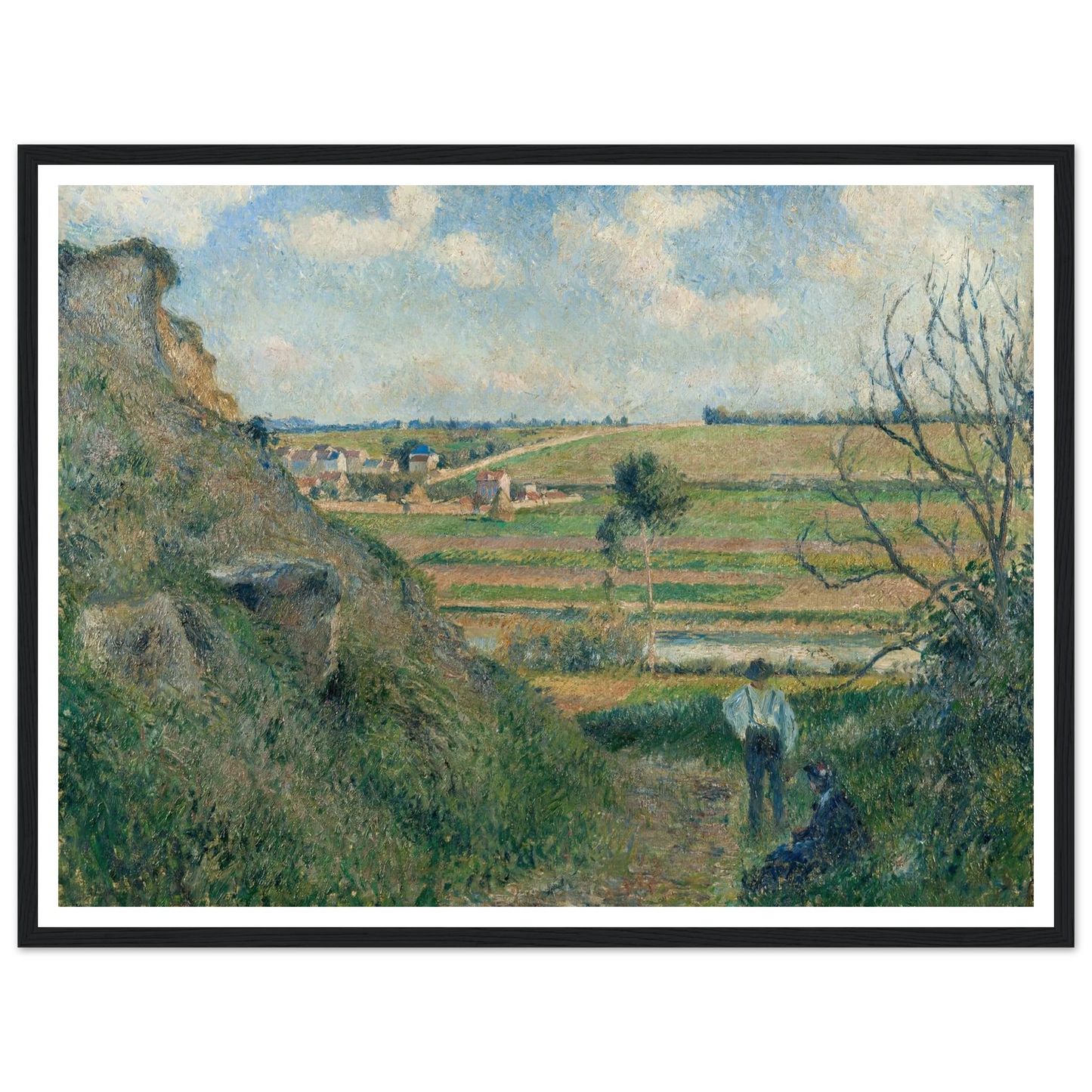 Landscape, Bazincourt (1881) Art Print | Camille Pissarro - Framed Poster - 30x40 cm / 12x16″ - Black frame