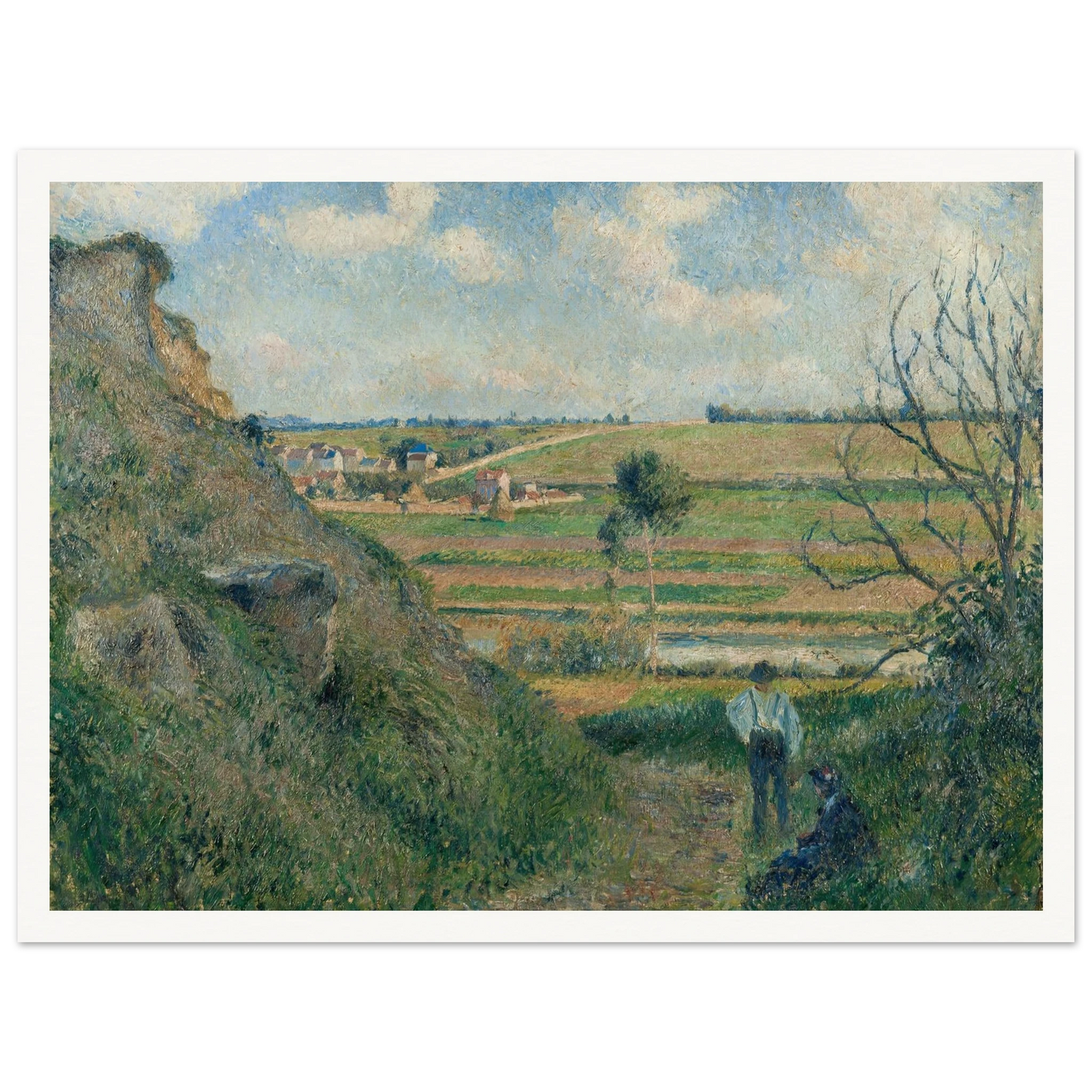 Landscape, Bazincourt (1881) Art Print | Camille Pissarro - Framed Poster - 30x40 cm / 12x16″ - Black frame