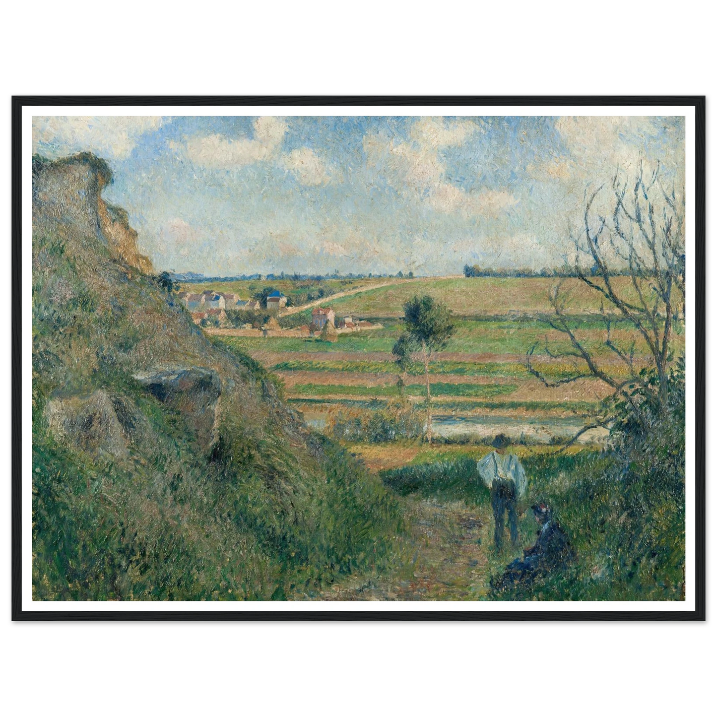 Landscape, Bazincourt (1881) Art Print | Camille Pissarro - Framed Poster - 30x40 cm / 12x16″ - Black frame