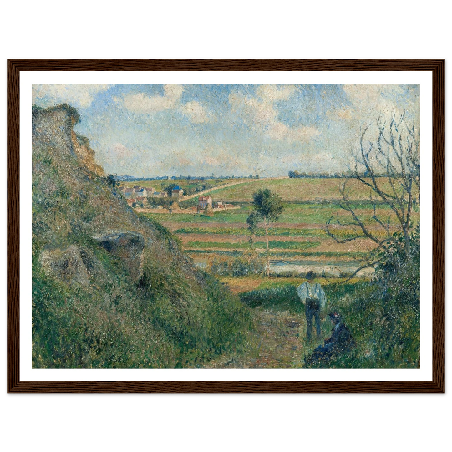 Landscape, Bazincourt (1881) Art Print | Camille Pissarro - Framed Poster - 30x40 cm / 12x16″ - Black frame
