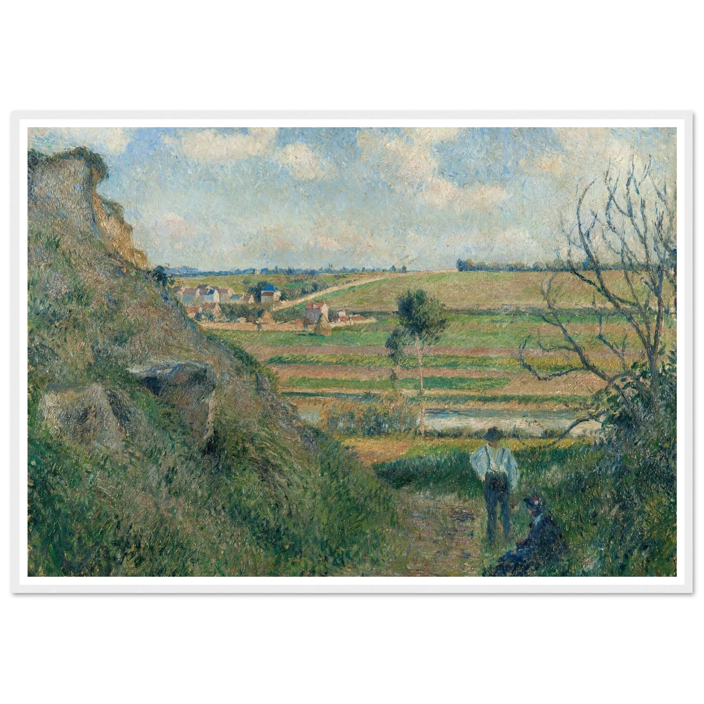 Landscape, Bazincourt (1881) Art Print | Camille Pissarro - Framed Poster - 30x40 cm / 12x16″ - Black frame