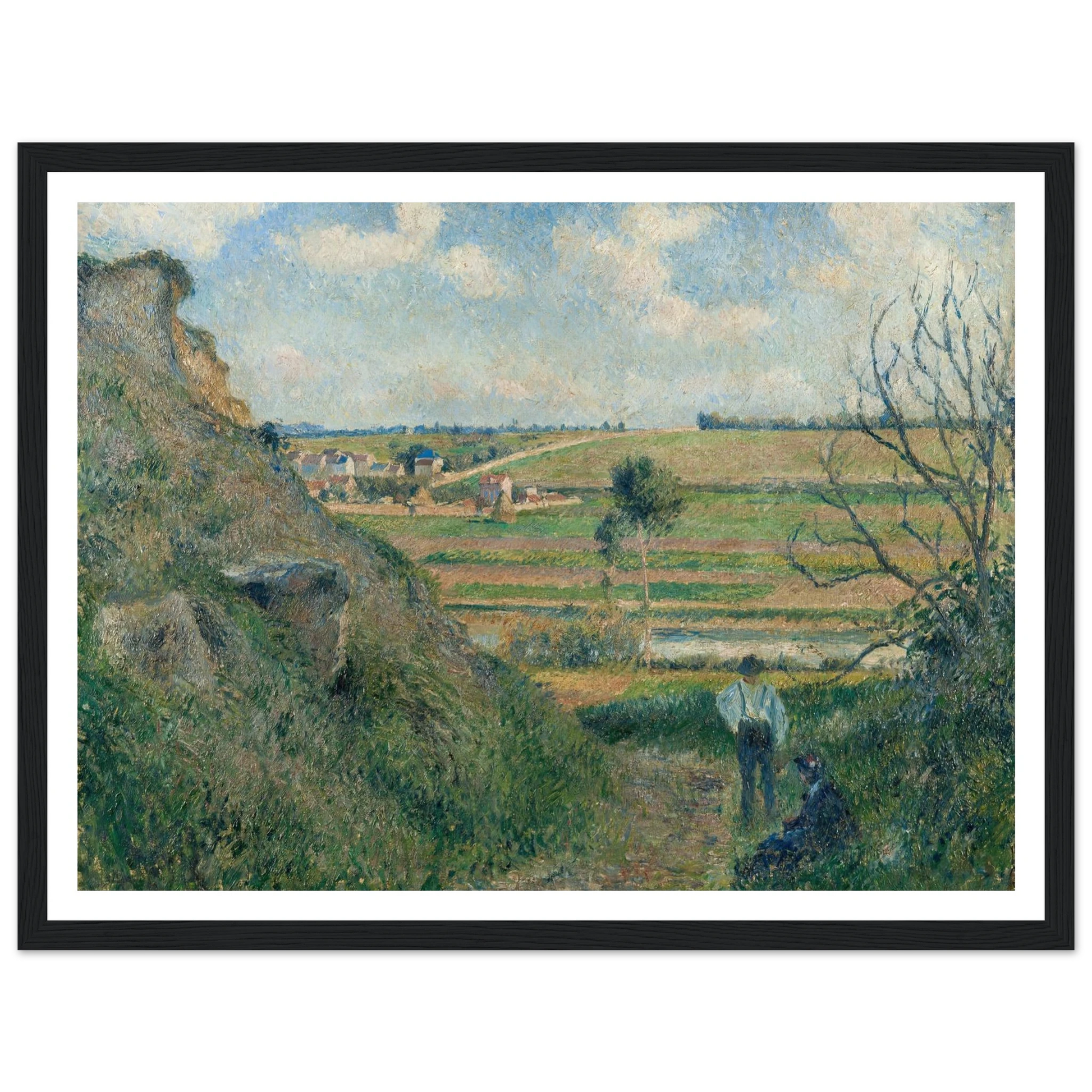 Landscape, Bazincourt (1881) Art Print | Camille Pissarro - Framed Poster - 30x40 cm / 12x16″ - Black frame