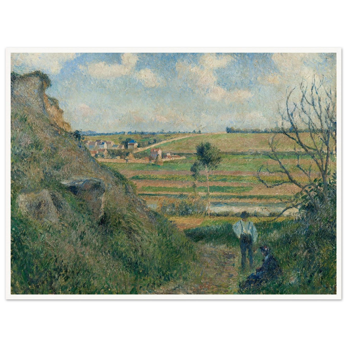 Landscape, Bazincourt (1881) Art Print | Camille Pissarro - Framed Poster - 30x40 cm / 12x16″ - Black frame