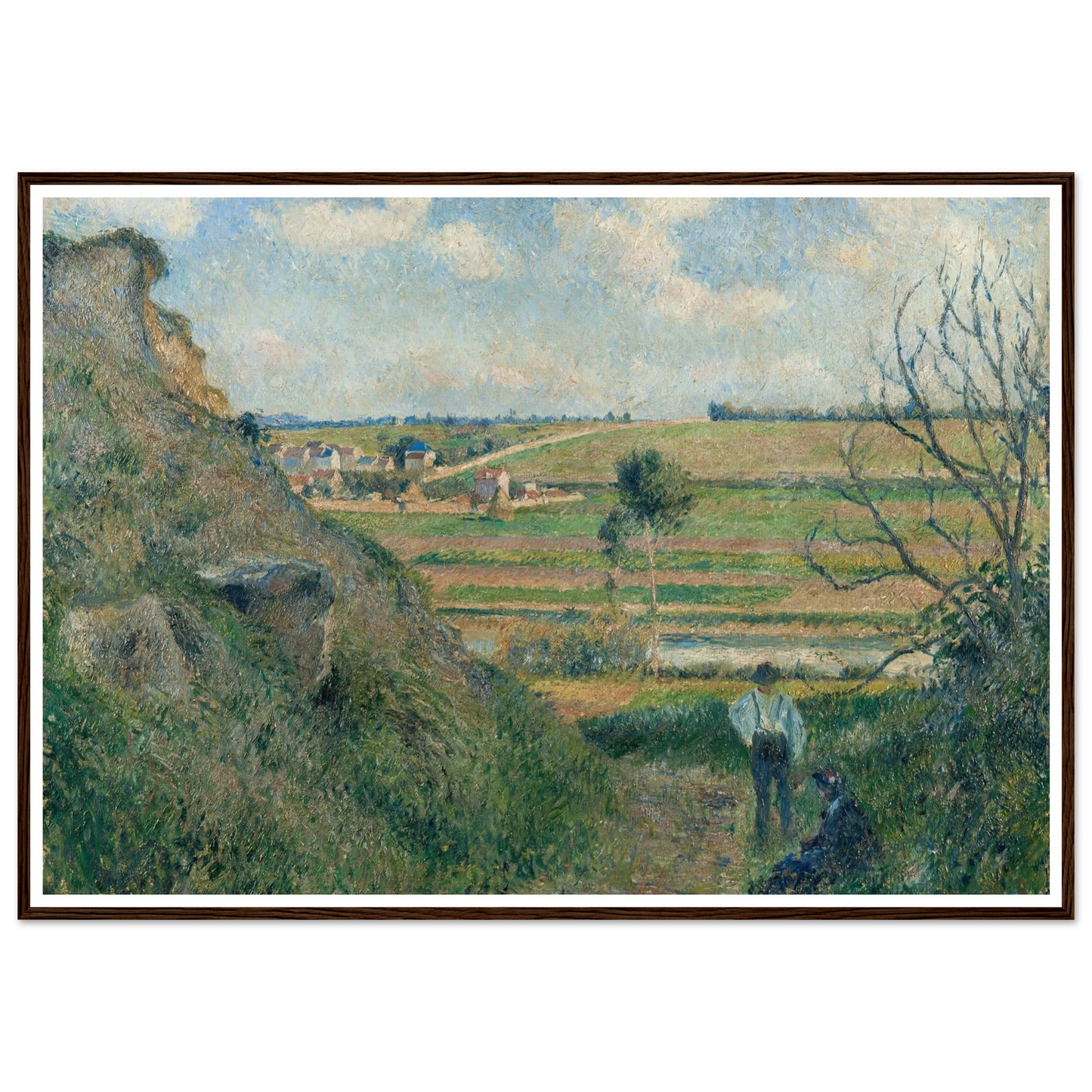 Landscape, Bazincourt (1881) Art Print | Camille Pissarro - Framed Poster - 30x40 cm / 12x16″ - Black frame