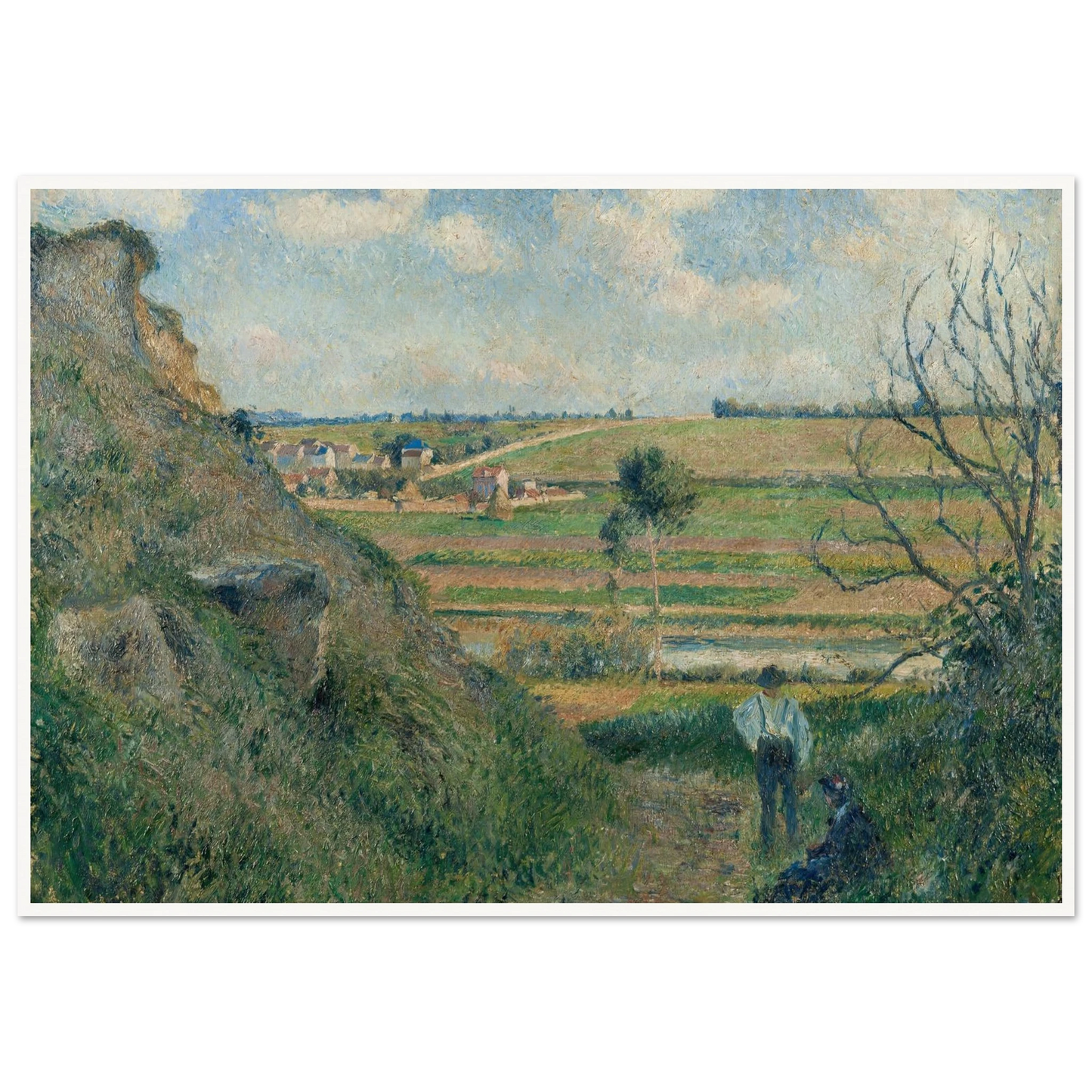 Landscape, Bazincourt (1881) Art Print | Camille Pissarro - Framed Poster - 30x40 cm / 12x16″ - Black frame