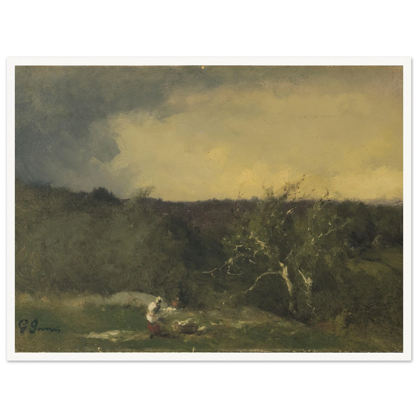 Landscape (circa 1884-1886) Art Print | George Inness - Framed Poster - 30x40 cm / 12x16″ - Black frame