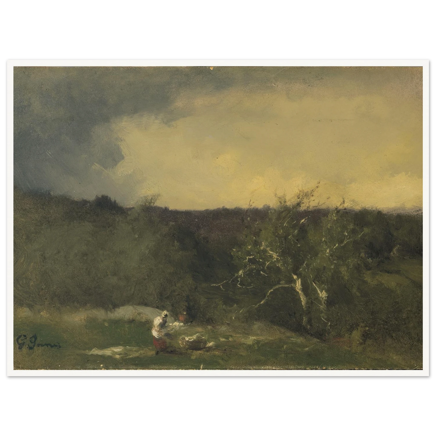Landscape (circa 1884-1886) Art Print | George Inness - Framed Poster - 30x40 cm / 12x16″ - Black frame