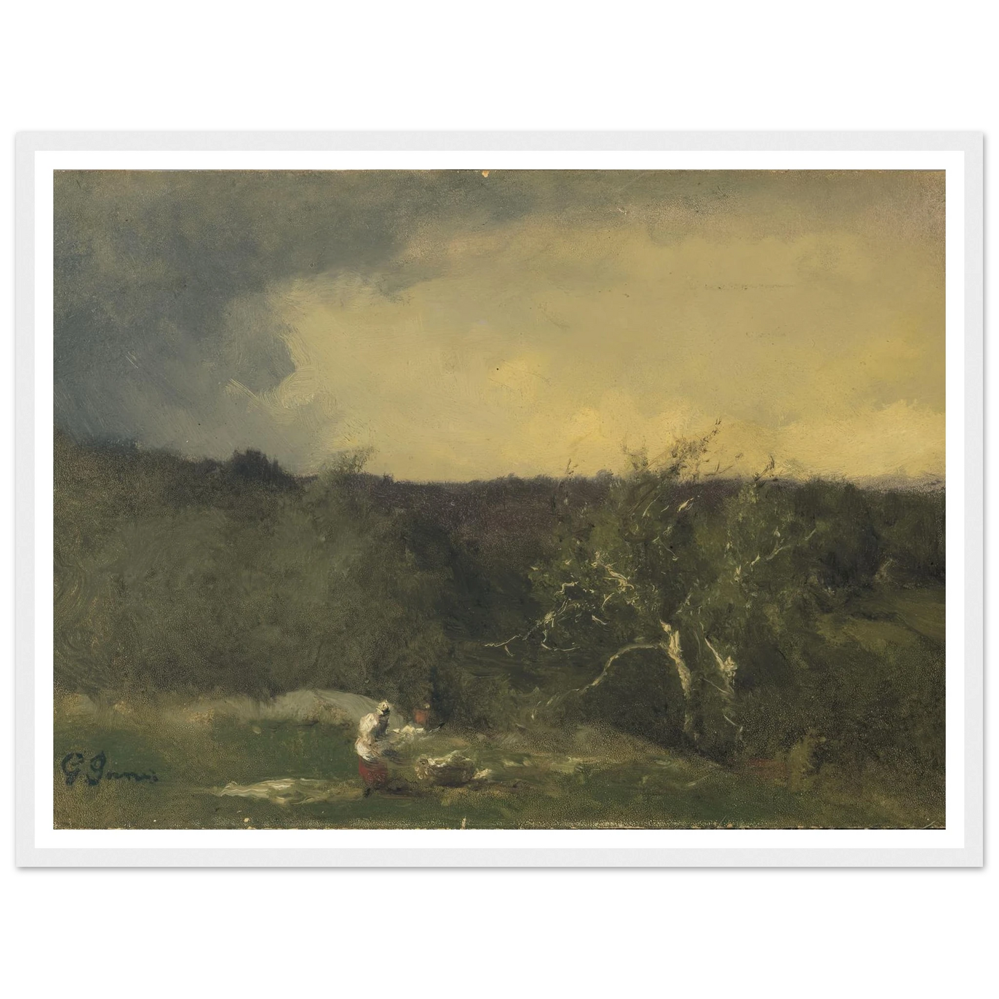 Landscape (circa 1884-1886) Art Print | George Inness - Framed Poster - 30x40 cm / 12x16″ - Black frame