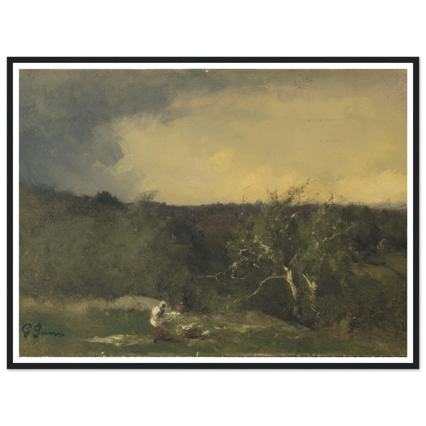 Landscape (circa 1884-1886) Art Print | George Inness - Framed Poster - 30x40 cm / 12x16″ - Black frame