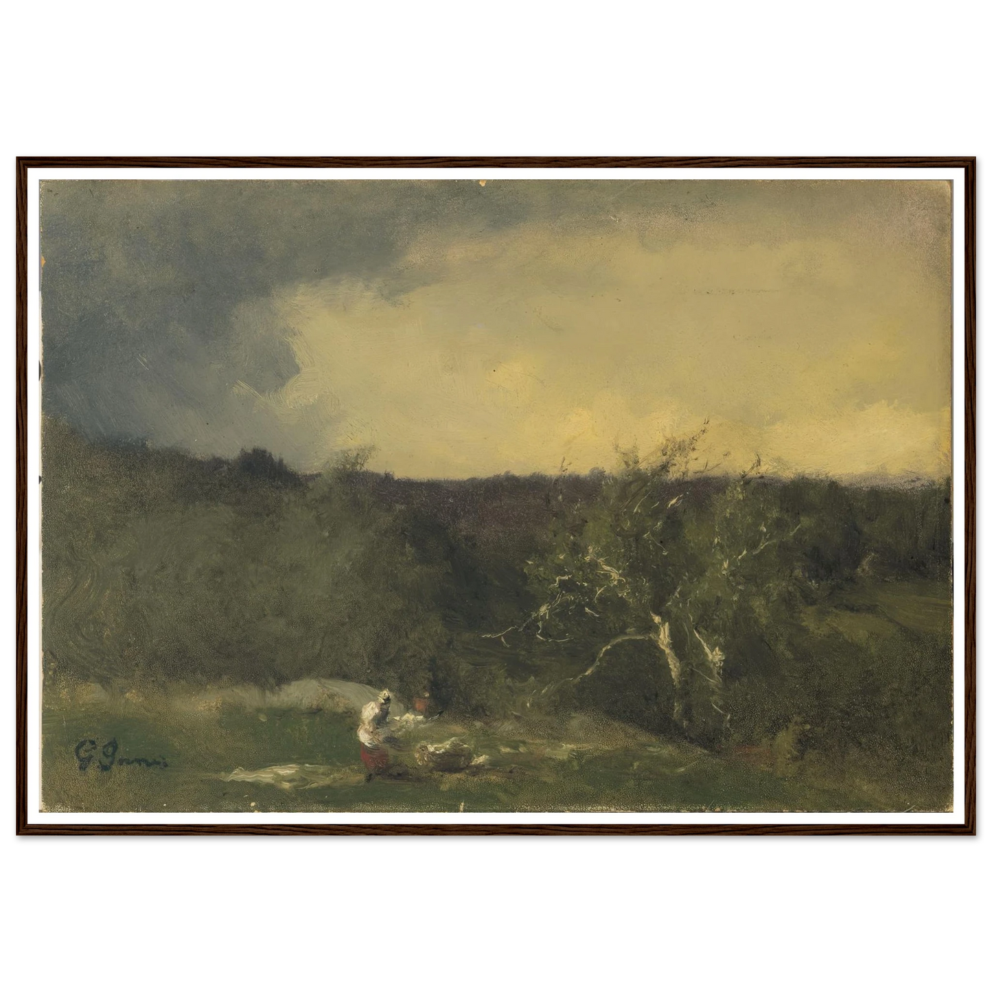 Landscape (circa 1884-1886) Art Print | George Inness - Framed Poster - 30x40 cm / 12x16″ - Black frame