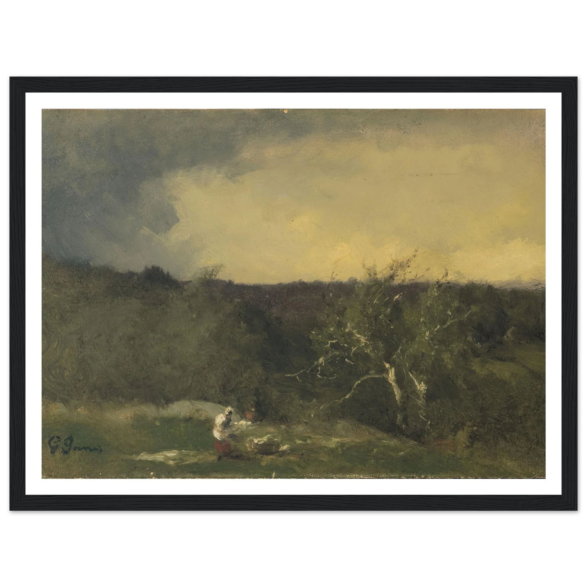 Landscape (circa 1884-1886) Art Print | George Inness - Framed Poster - 30x40 cm / 12x16″ - Black frame