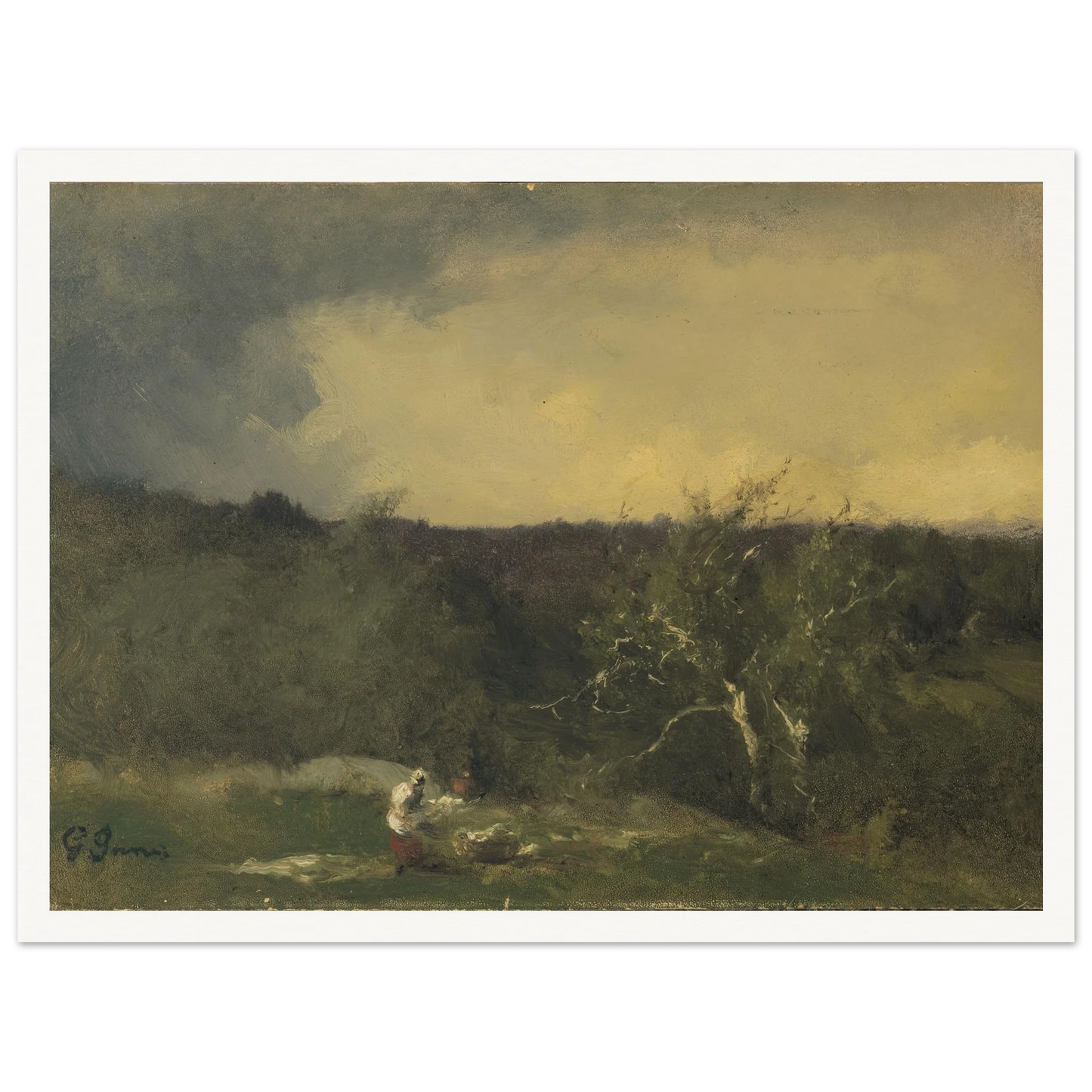 Landscape (circa 1884-1886) Art Print | George Inness - Framed Poster - 30x40 cm / 12x16″ - Black frame