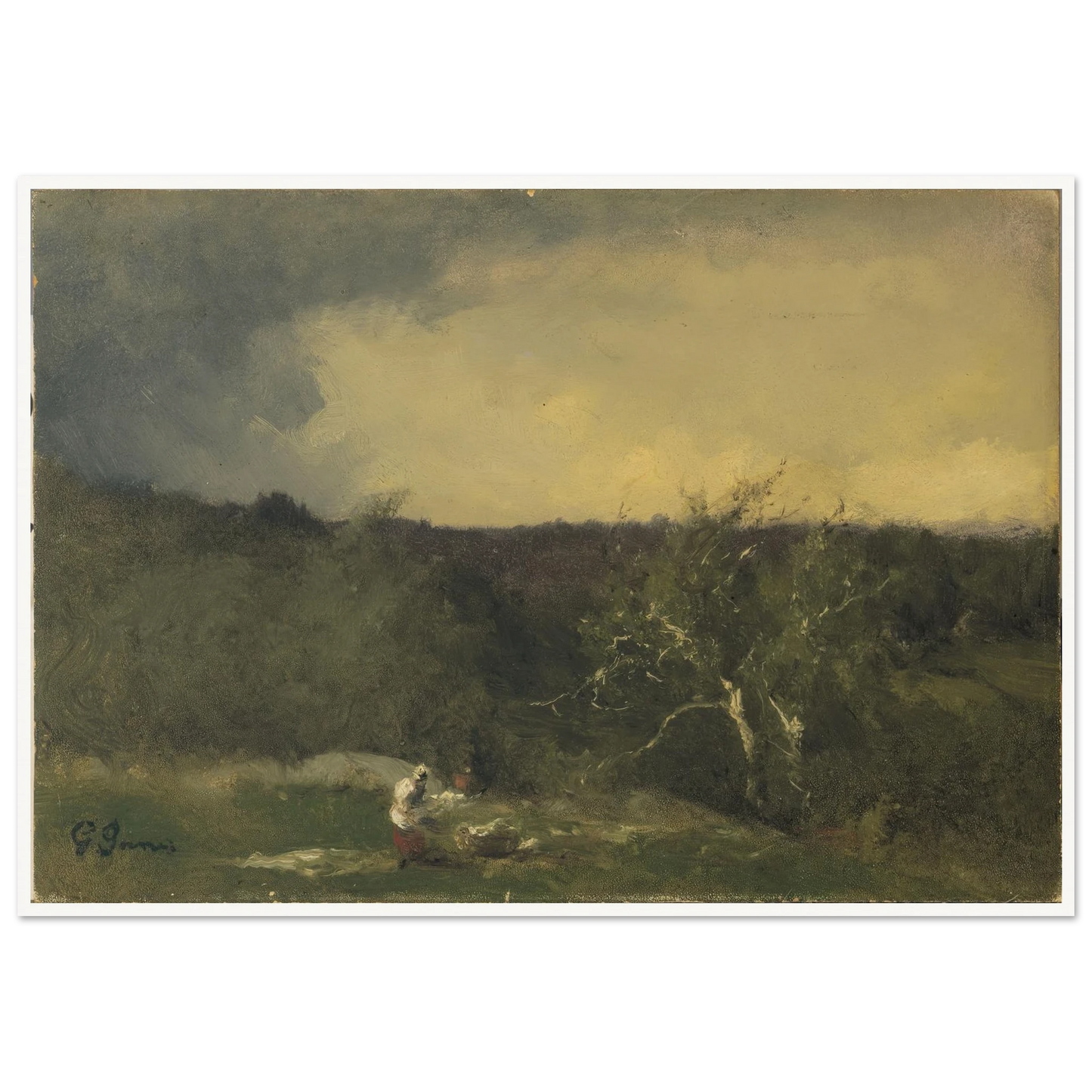 Landscape (circa 1884-1886) Art Print | George Inness - Framed Poster - 30x40 cm / 12x16″ - Black frame