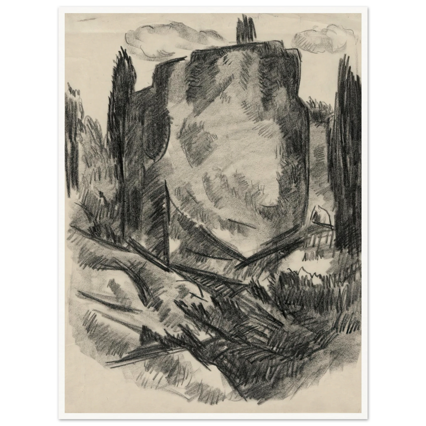 Landscape (early to mid-20th century) Art Print | Marsden Hartley - Framed Poster - 30x40 cm / 12x16″ - Black frame