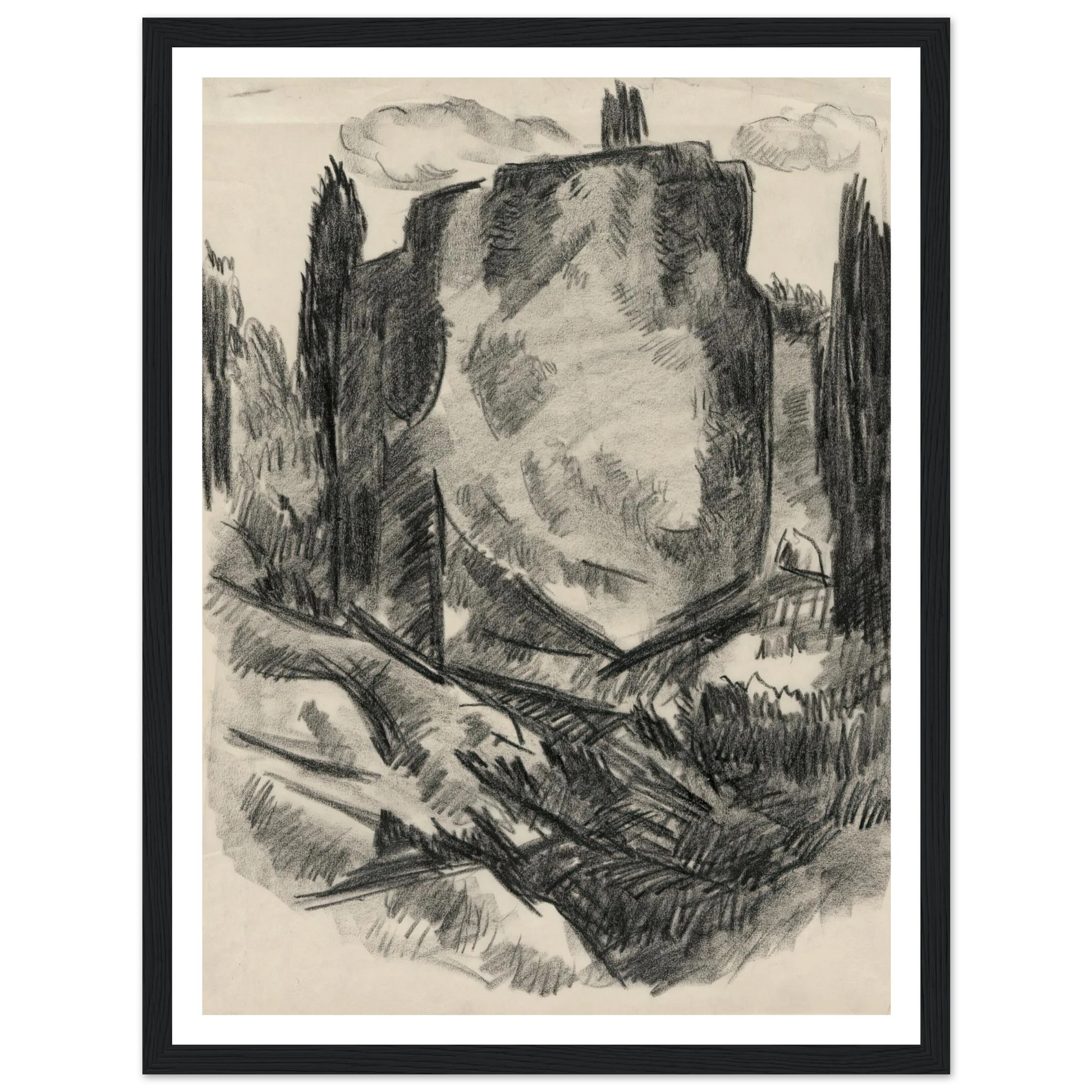 Landscape (early to mid-20th century) Art Print | Marsden Hartley - Framed Poster - 30x40 cm / 12x16″ - Black frame