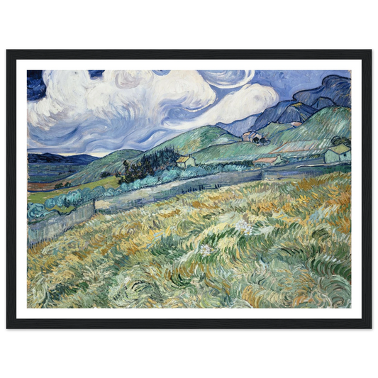 Landscape from Saint-Rémy (1889) Art Print | Vincent van Gogh - Framed Poster - 30x40 cm / 12x16″ - Black frame