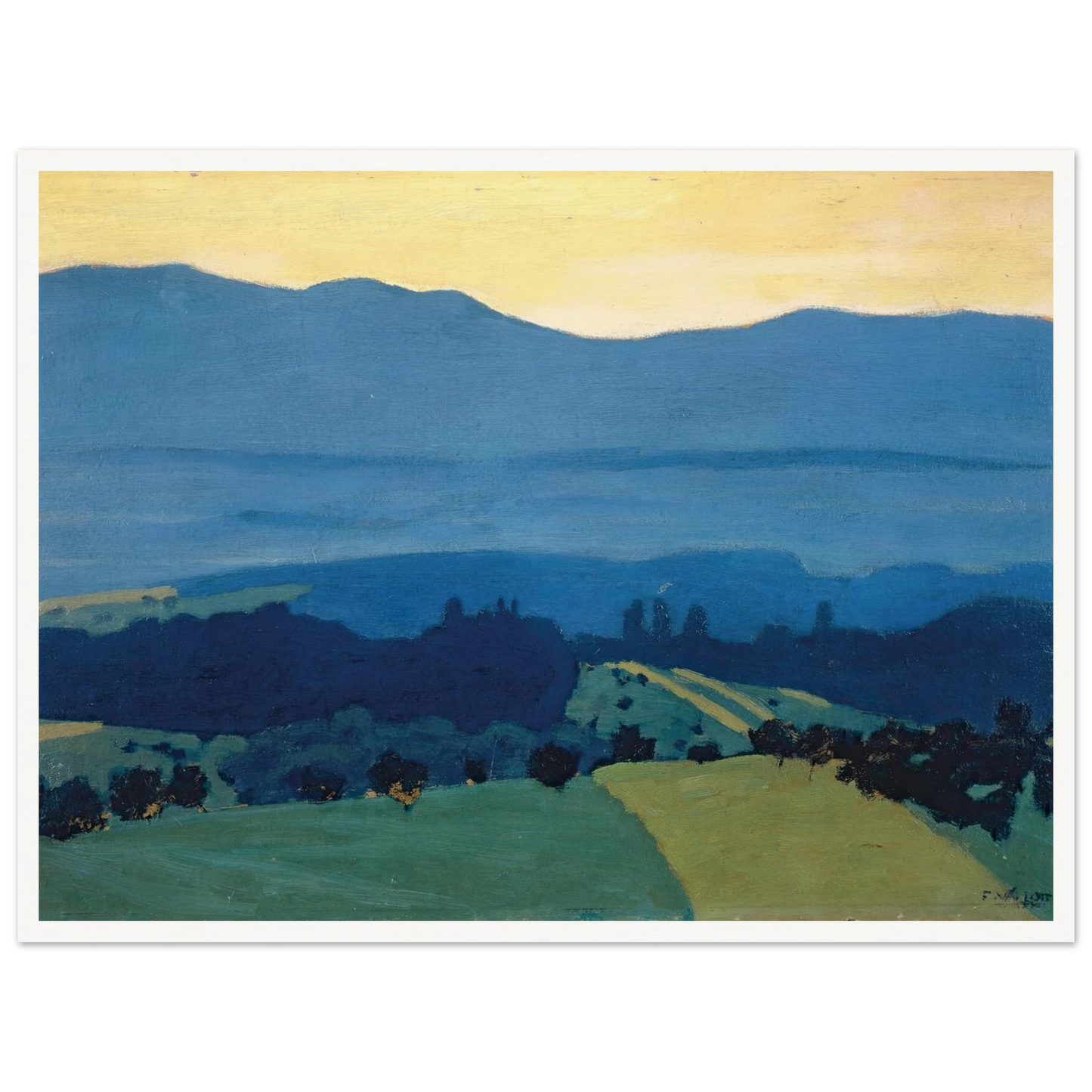 Landscape in the Jura Mountains near Romanel (1900) Art Print | Felix Vallotton - Framed Poster - 30x40 cm / 12x16″ - Black frame