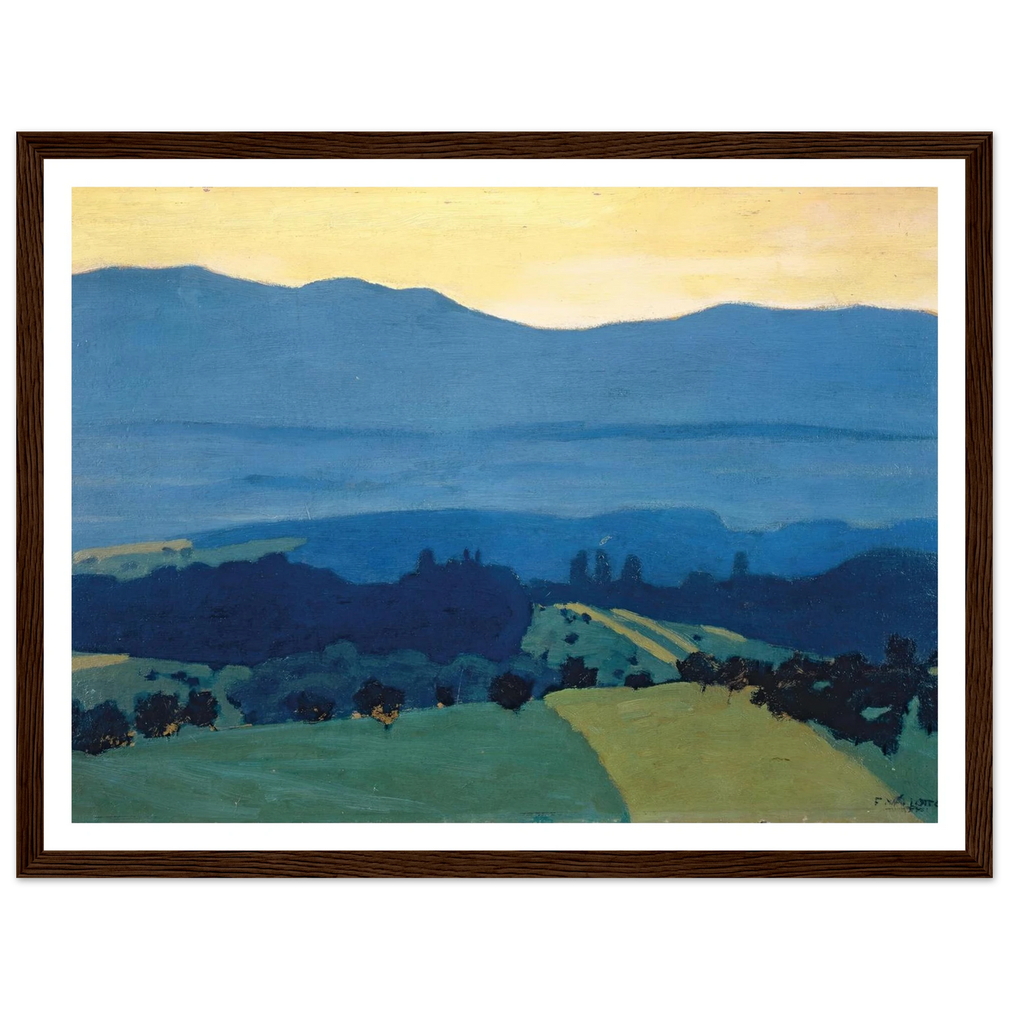 Landscape in the Jura Mountains near Romanel (1900) Art Print | Felix Vallotton - Framed Poster - 30x40 cm / 12x16″ - Black frame