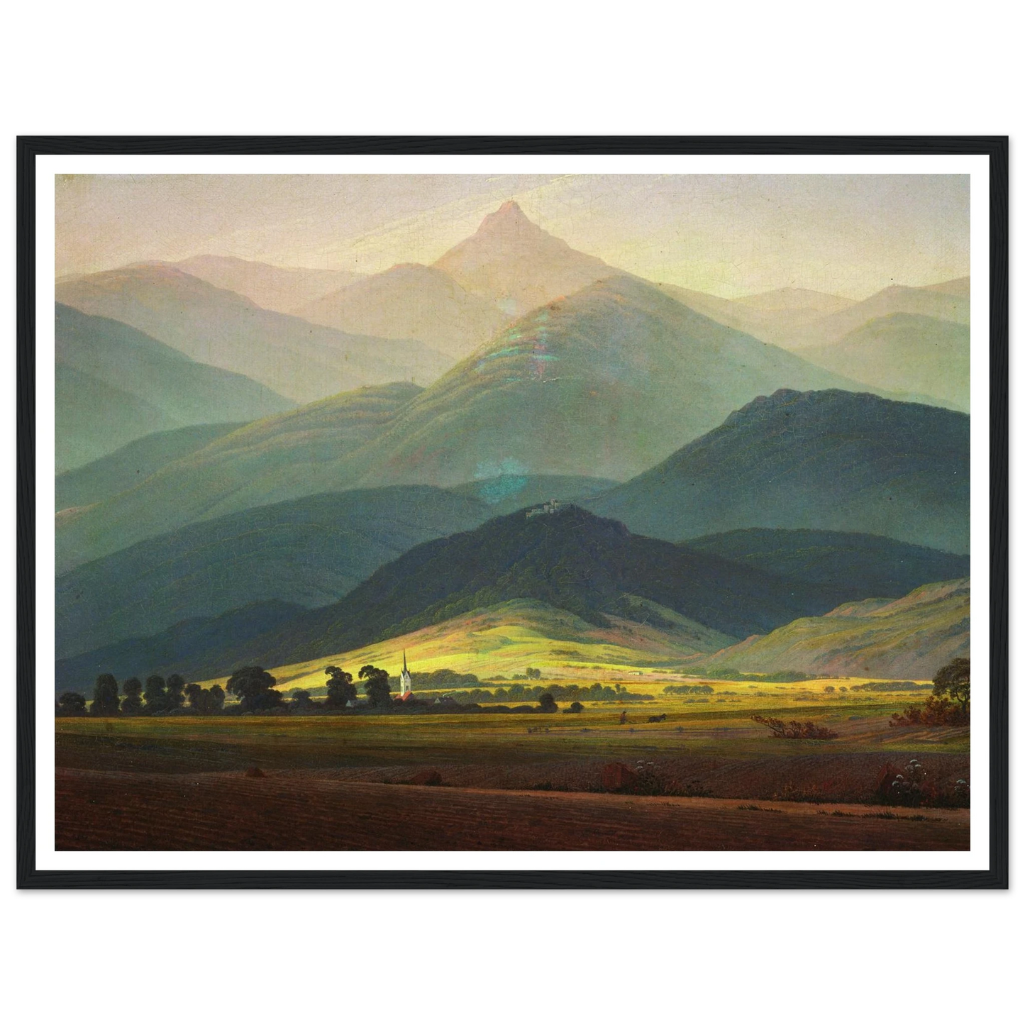 Landscape in the Riesengebirge Art Print | Caspar David Friedrich - Framed Poster - 30x40 cm / 12x16″ - Black frame
