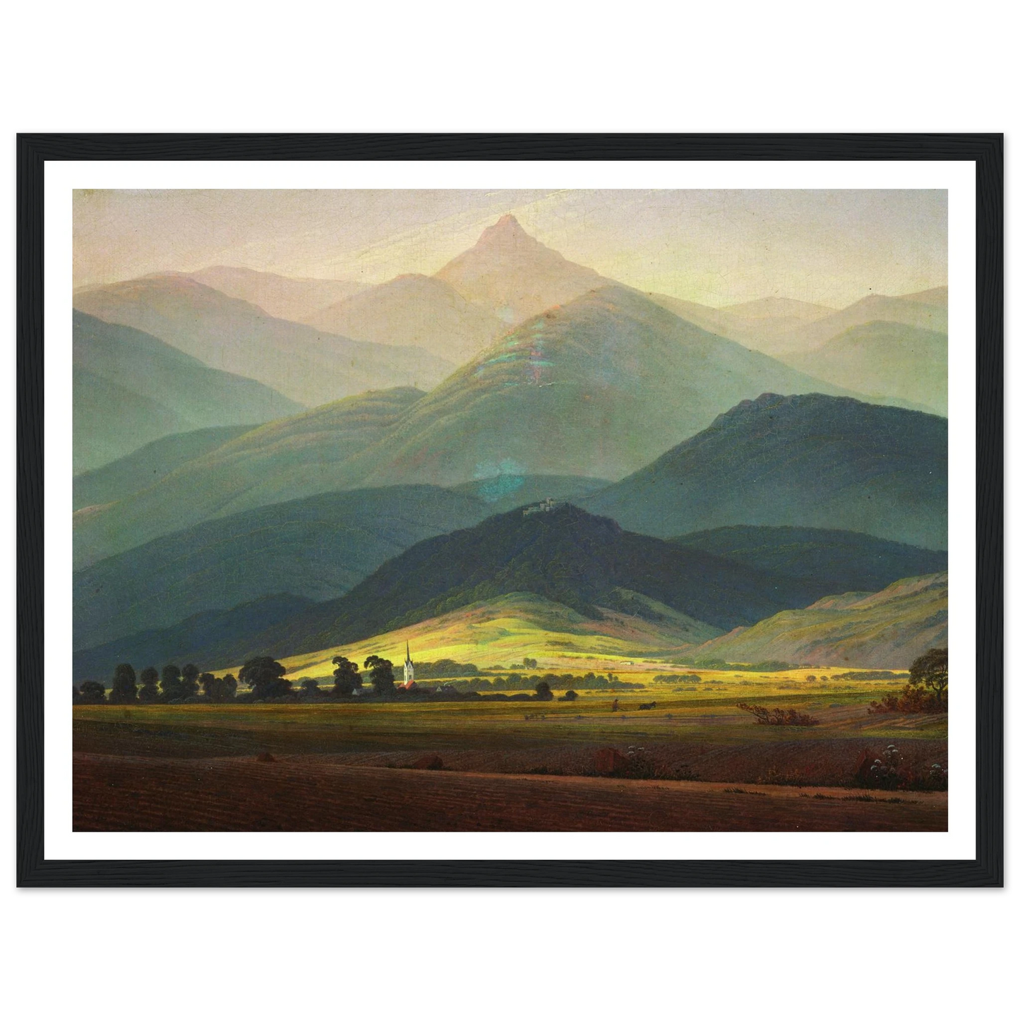 Landscape in the Riesengebirge Art Print | Caspar David Friedrich - Framed Poster - 30x40 cm / 12x16″ - Black frame
