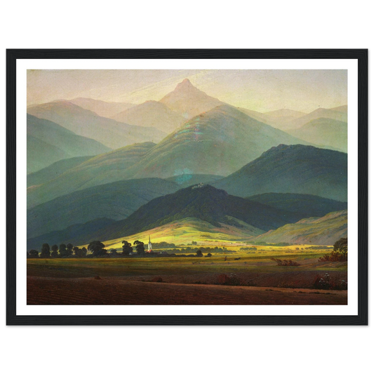 Landscape in the Riesengebirge Art Print | Caspar David Friedrich - Framed Poster - 30x40 cm / 12x16″ - Black frame