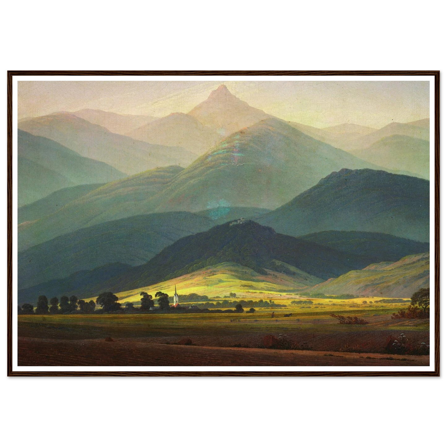 Landscape in the Riesengebirge Art Print | Caspar David Friedrich - Framed Poster - 30x40 cm / 12x16″ - Black frame