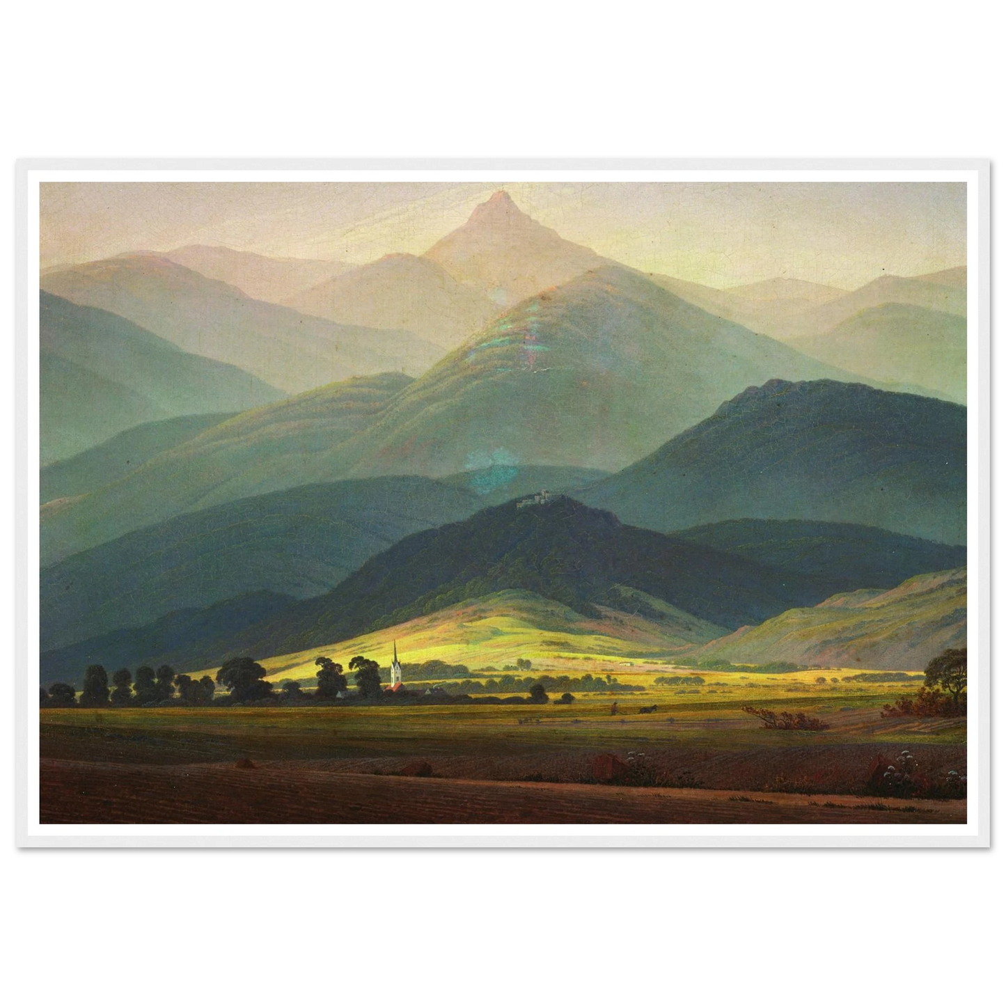 Landscape in the Riesengebirge Art Print | Caspar David Friedrich - Framed Poster - 30x40 cm / 12x16″ - Black frame
