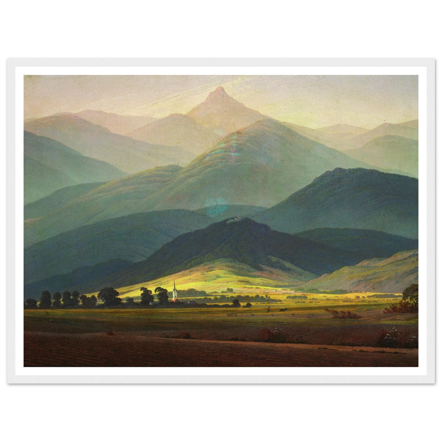 Landscape in the Riesengebirge Art Print | Caspar David Friedrich - Framed Poster - 30x40 cm / 12x16″ - Black frame