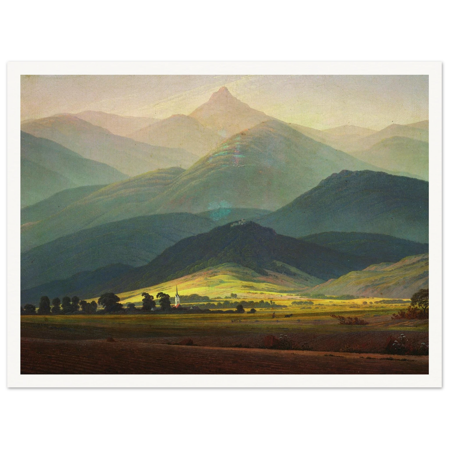 Landscape in the Riesengebirge Art Print | Caspar David Friedrich - Framed Poster - 30x40 cm / 12x16″ - Black frame